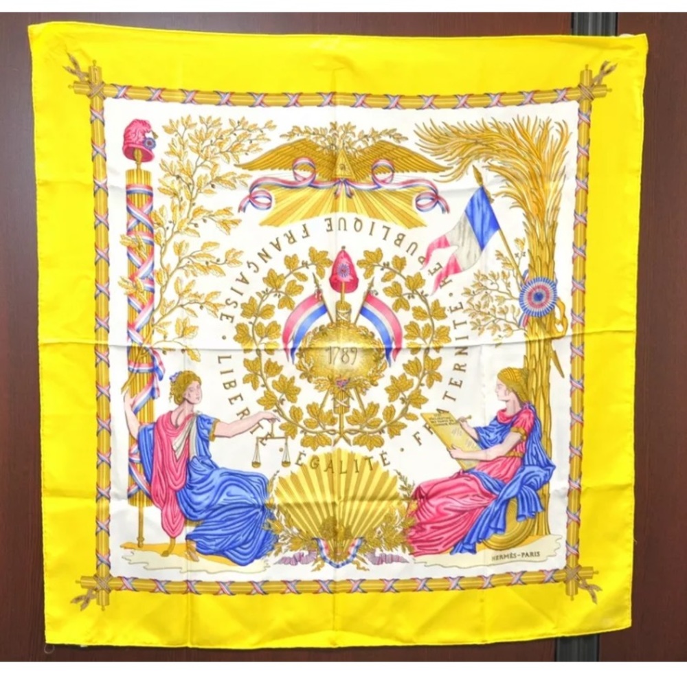 Hermes Republique Francaise Liberte Egalite Fraternite Scarf, Carre 90